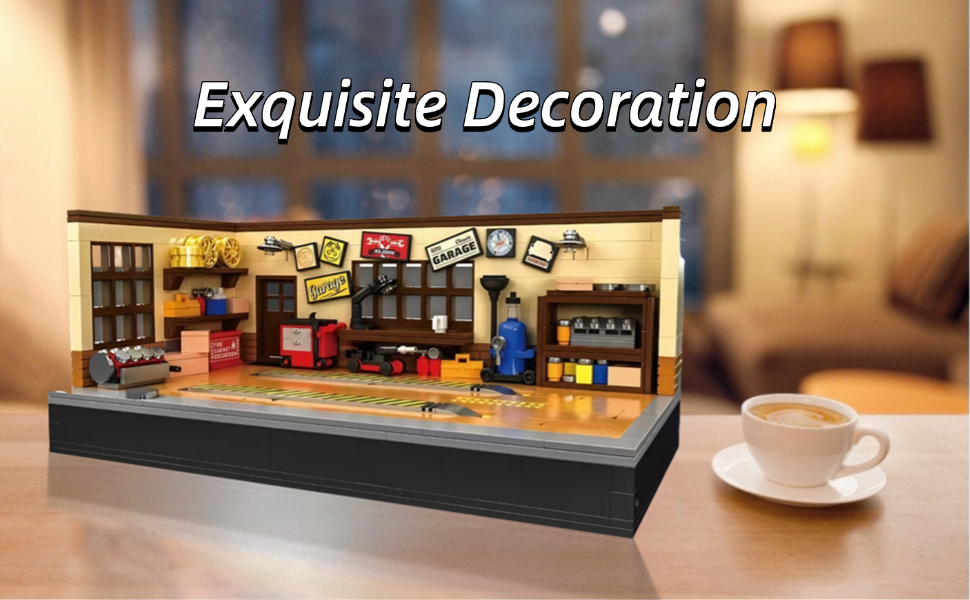 Retro car garage display building set for adult car collectors and office desk decor