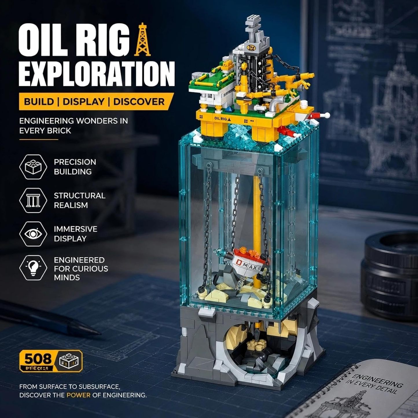 Semi-Submersible Drilling Platform Building Set | 1,064 Pieces