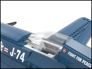 Openable cockpit on F4U Corsair fighter plane building block set
