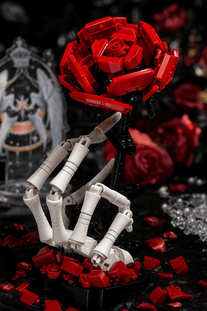 Gothic Skeleton Hand & Rose Brick Set