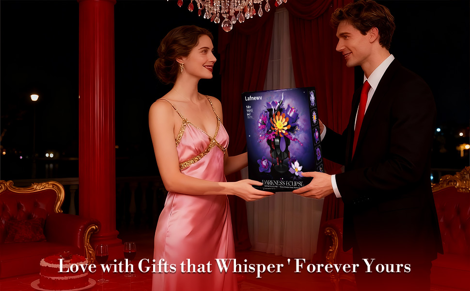 Elegant purple botanical bouquet block set buildable floral decor