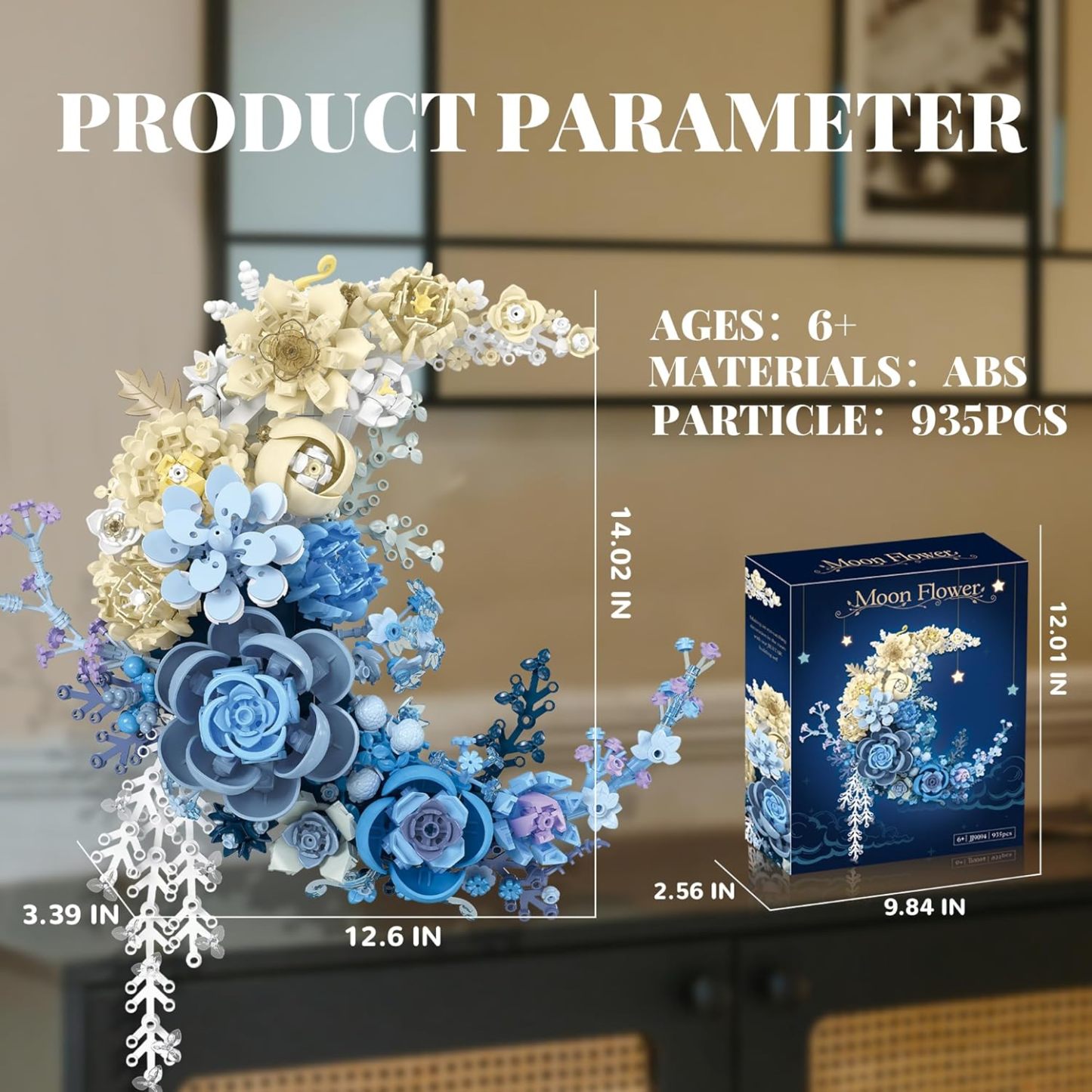 Moon Flower Building Set Botanical Collection Blossom for Wall Decor -934pcs