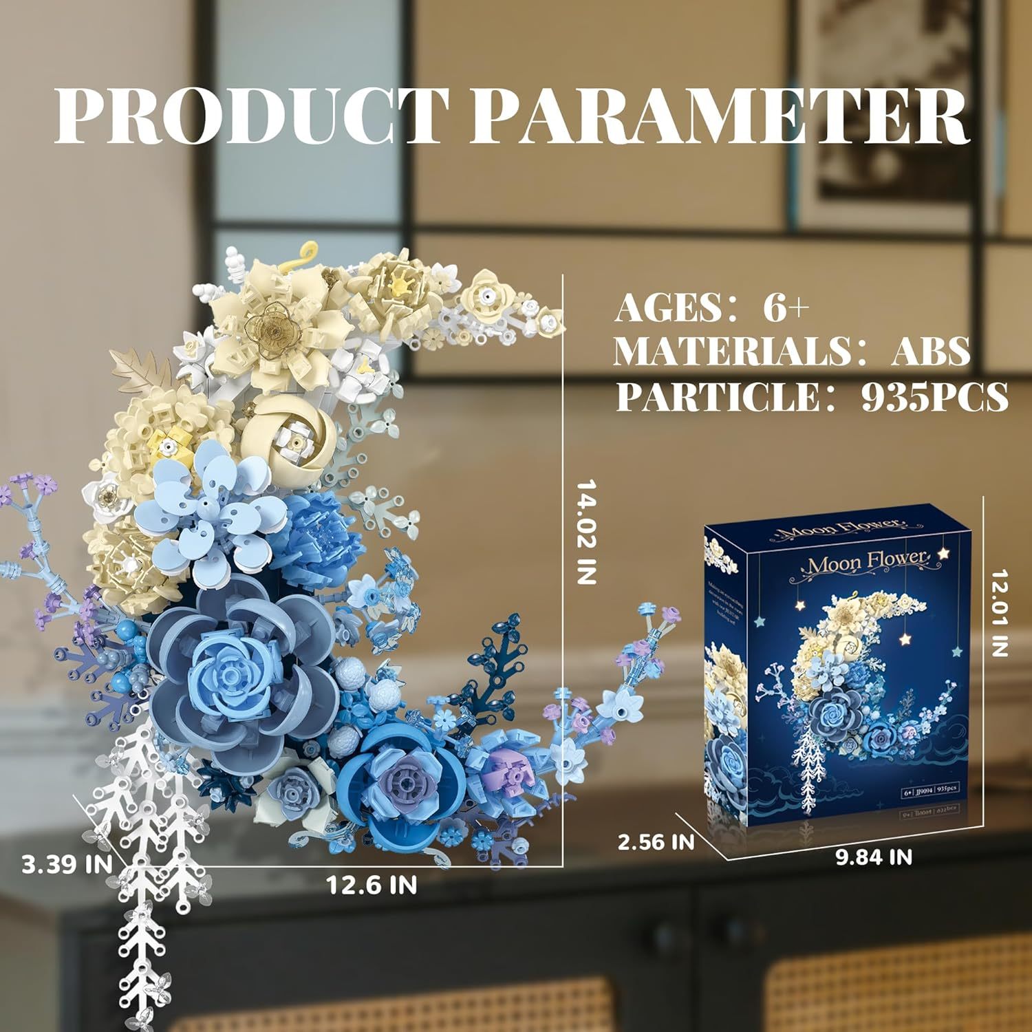 Moon Flower Building Set Botanical Collection Blossom for Wall Decor -934pcs