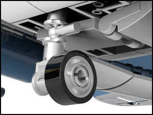 Retractable landing gear detail on F4U Corsair fighter plane building blocks