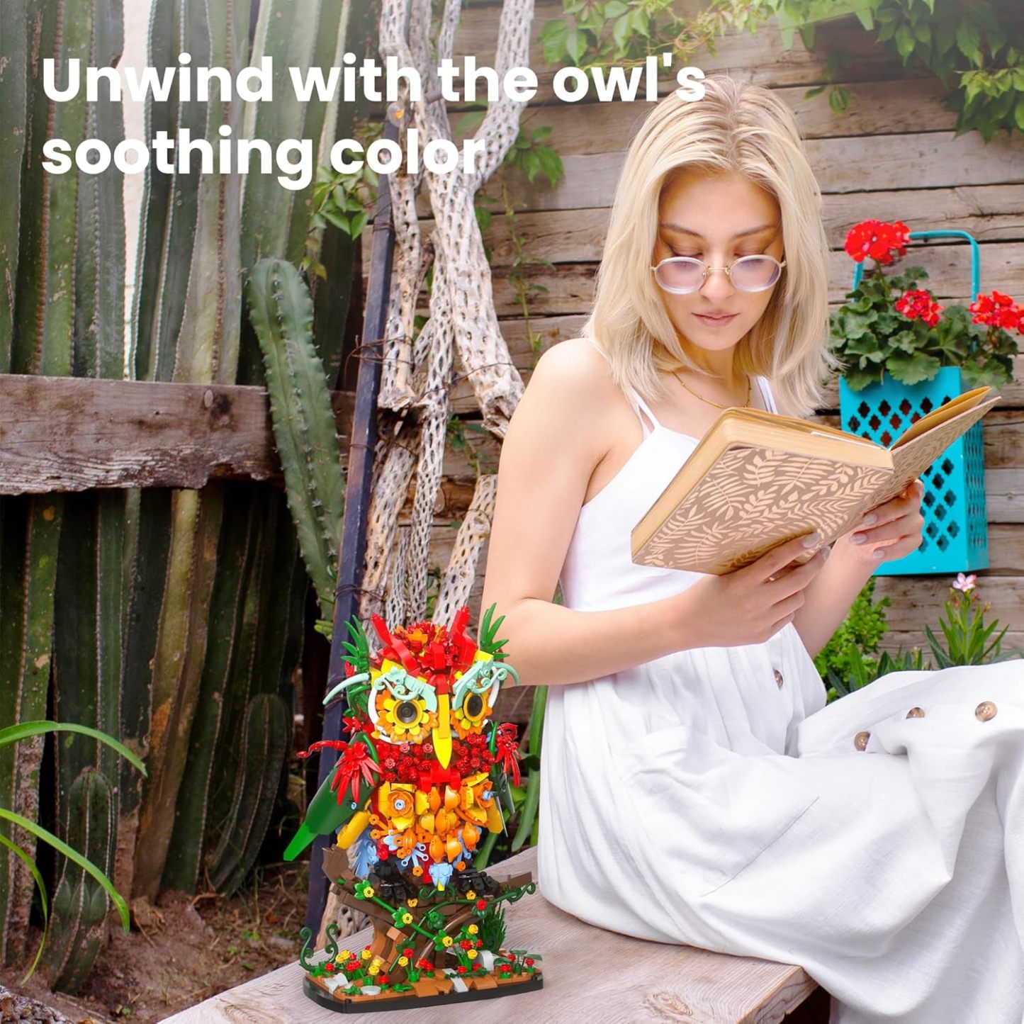 Enchanted Owl & Flower Bouquet Building Kit - Botanical Collection for Adults-wonderminiworld