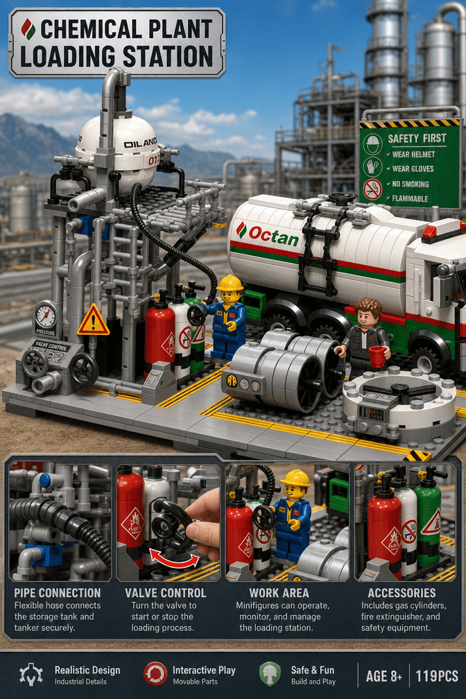 Chemical Loading Station Building Set | 719-Piece City MOC