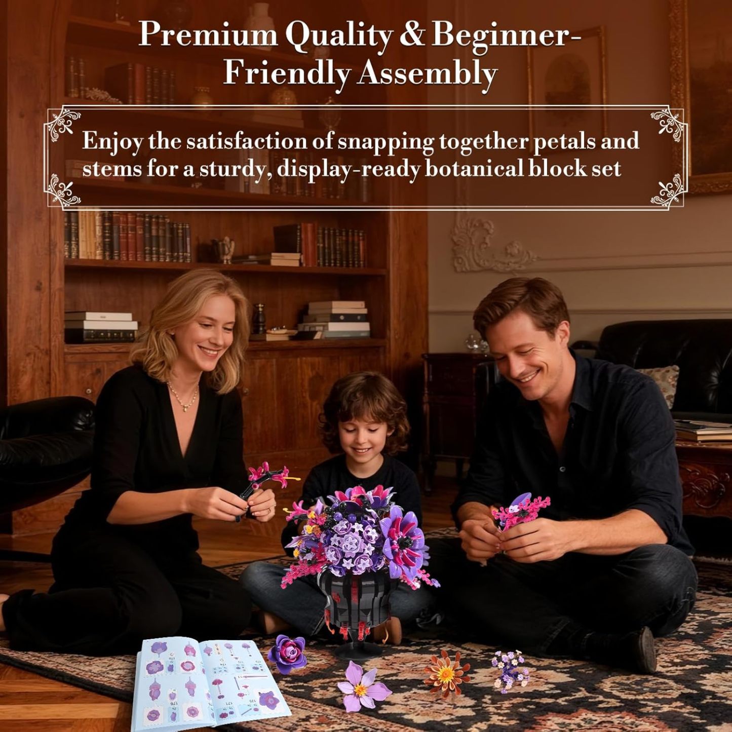 Elegant Purple Botanical Bouquet Building Set | Lavender Bricks-wonderminiworld