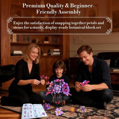 Elegant Purple Botanical Bouquet Building Set | Lavender Bricks-wonderminiworld