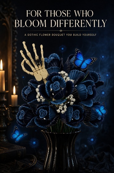 Gothic Blue Rose Bouquet Building Set