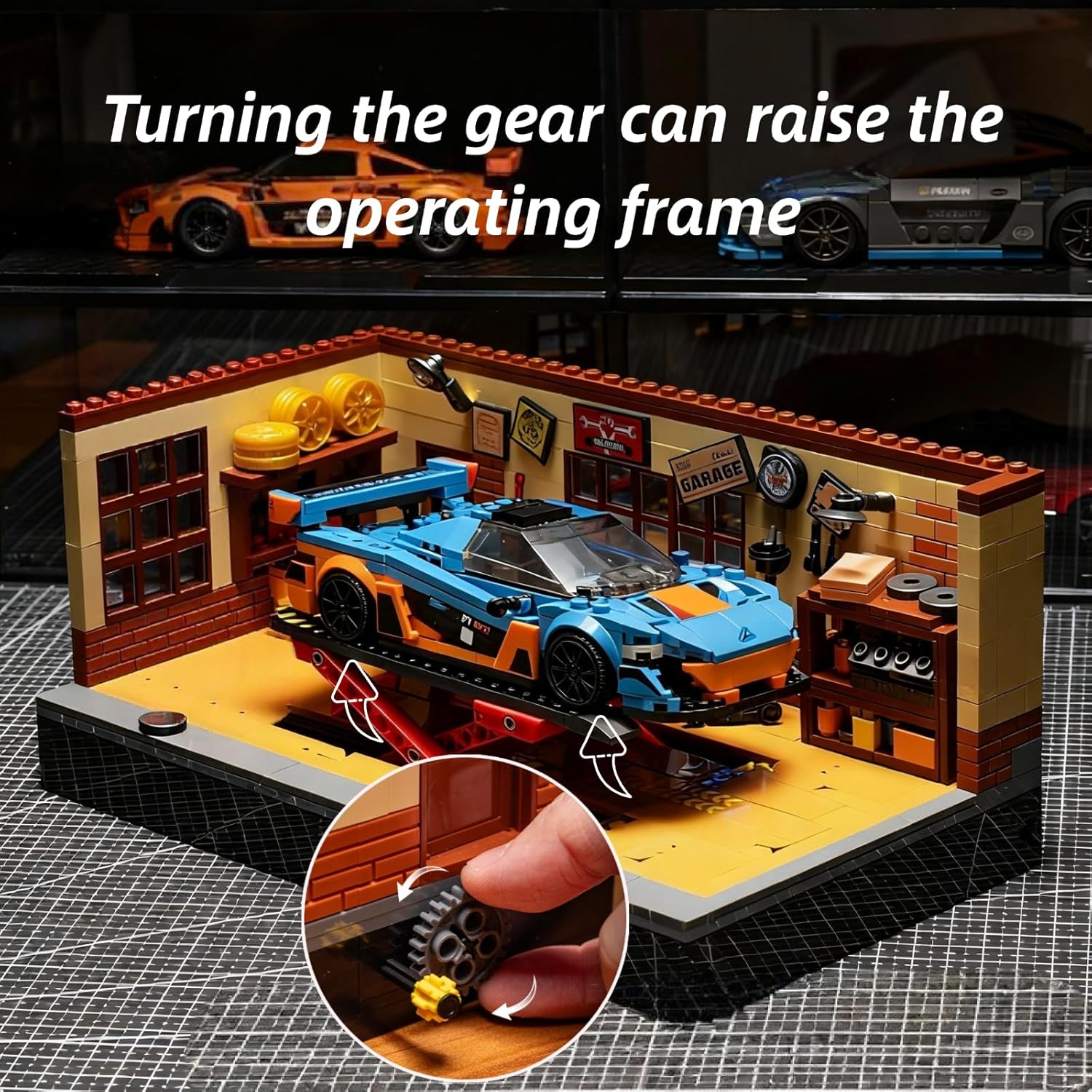 Retro Garage Building Set for 8-Stud Car Models | 750 Pieces