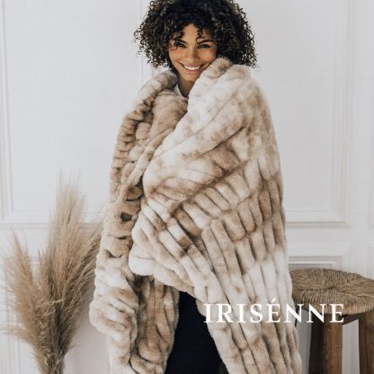 Iris Style Autumn Winter Tie-Dye Faux Rabbit Fur Blanket Ultra Soft Nap Leisure Blanket Simple Sofa Blanket Throw Blanket Light Luxury