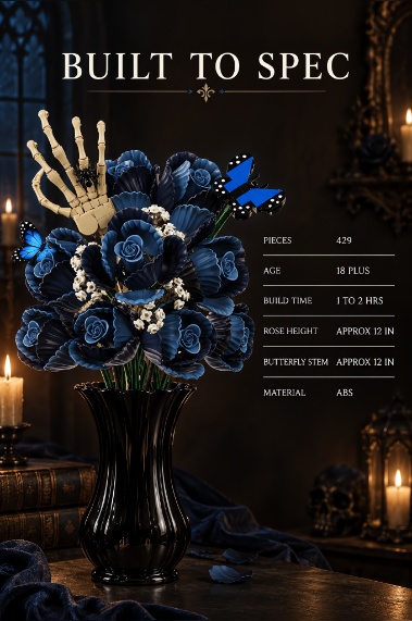 Gothic Blue Rose Bouquet Building Set