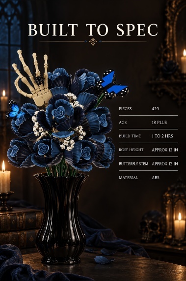 Gothic Blue Rose Bouquet Building Set