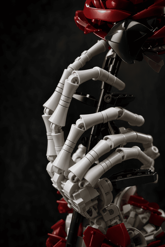 Gothic Skeleton Hand & Rose Brick Set