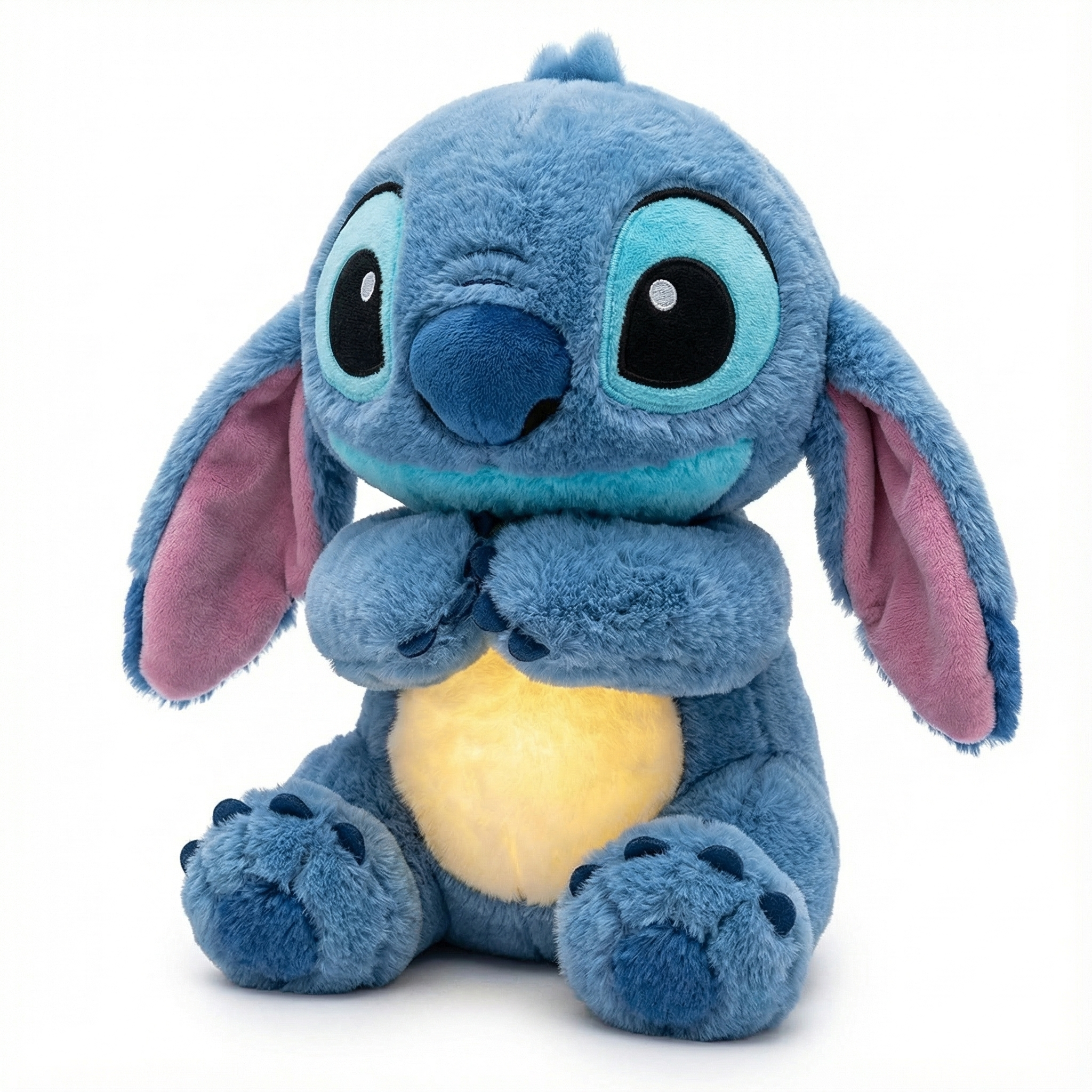 Blue Breathing Stitch plush toy with a gentle moving belly