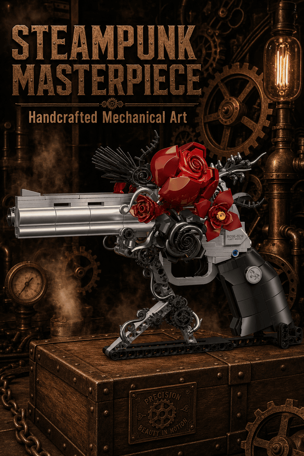 Floral Revolver Building Blocks Set | Gothic Rose Brick Decor