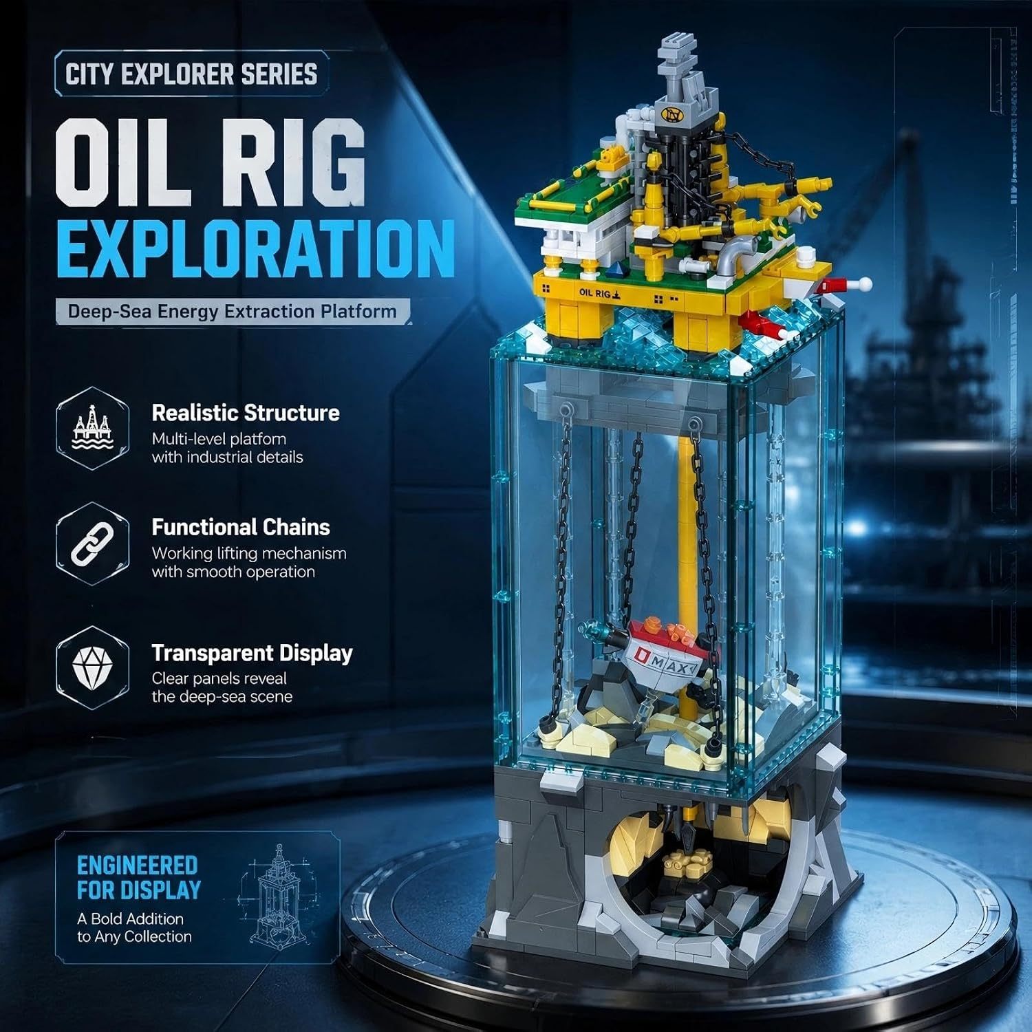 Semi-Submersible Drilling Platform Building Set | 1,064 Pieces
