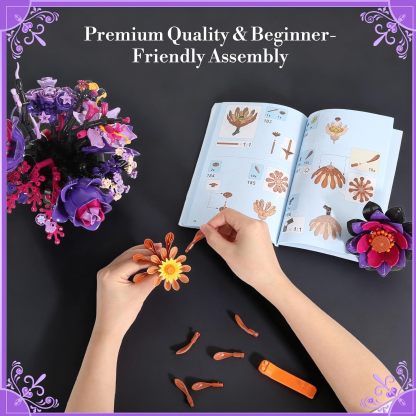 Elegant Purple Botanical Bouquet Building Set | Lavender Bricks-wonderminiworld