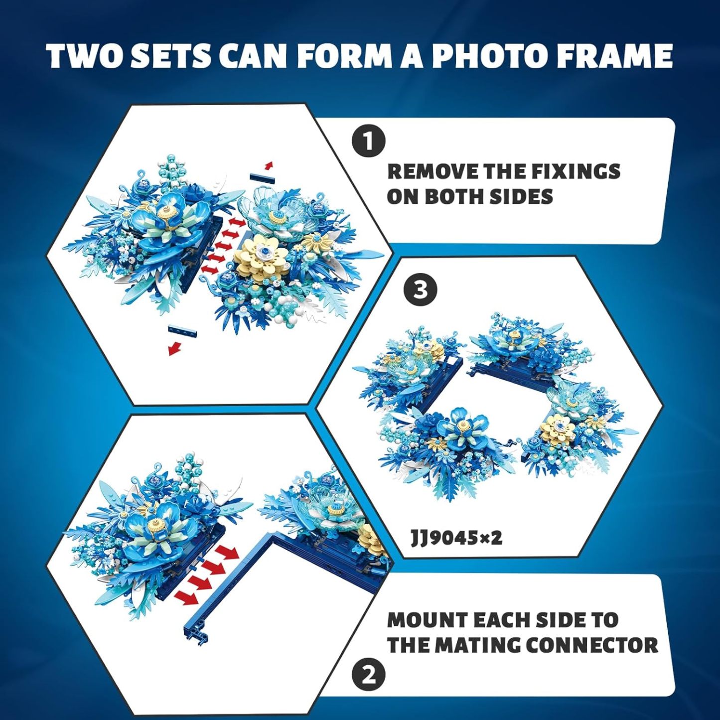 Blue Flower Bouquet Building Set – 917 Pcs