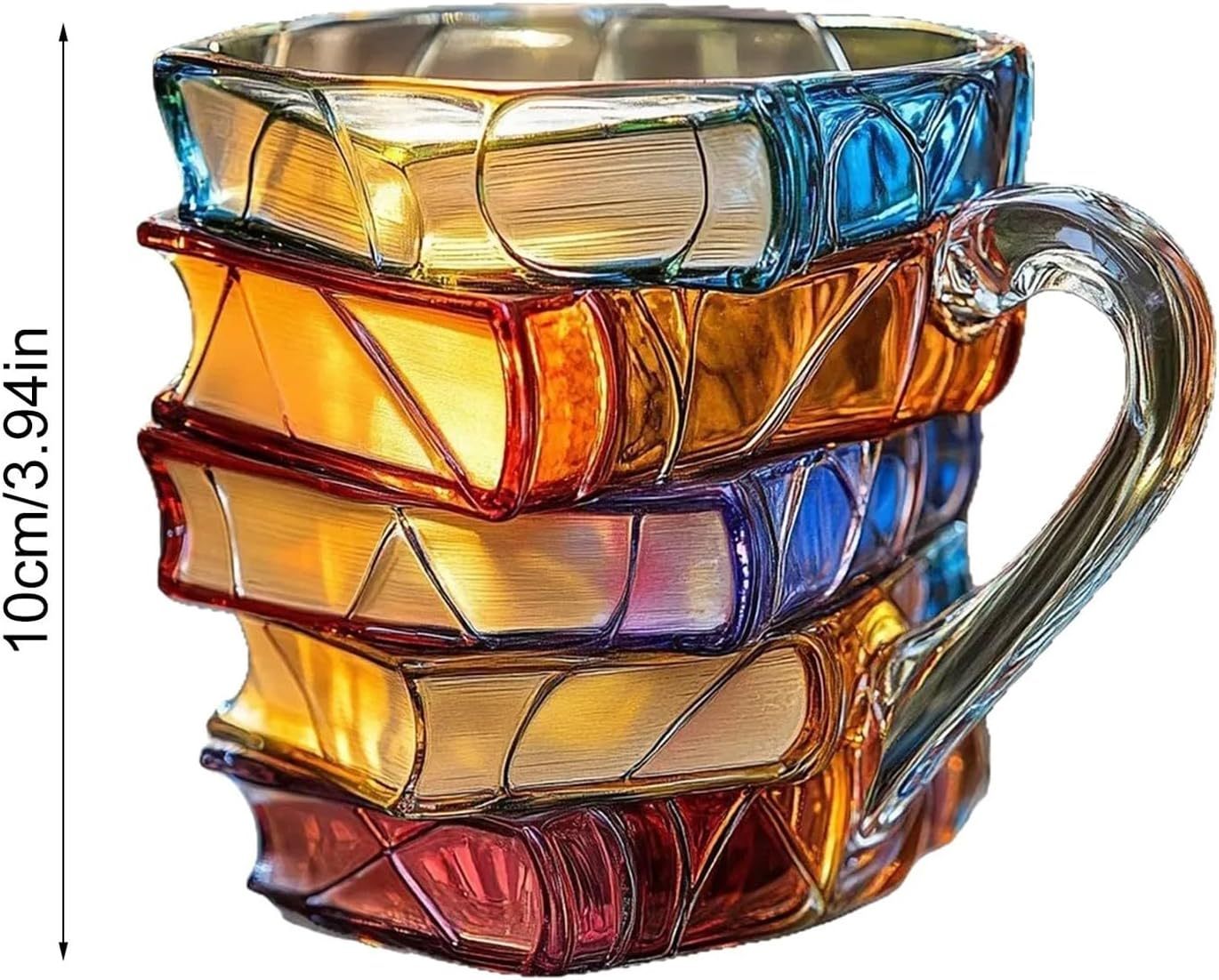 Painted Book Mug,3D Book Stack Coffee Mugs,Unique Design Library Coffee Mug, Add a Wonderful Literary Flair to Your Beverage, Collection Gifts for Literature Lovers (A-1PCS)-北京欧布科技有限公司