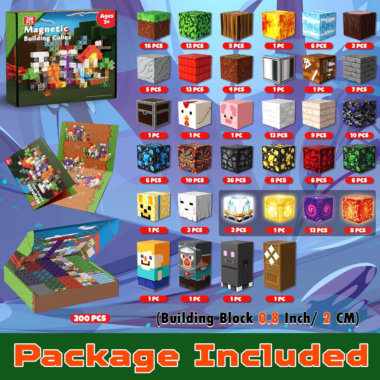 200-Piece Light-Up Magnetic Building Blocks for Kids 3+