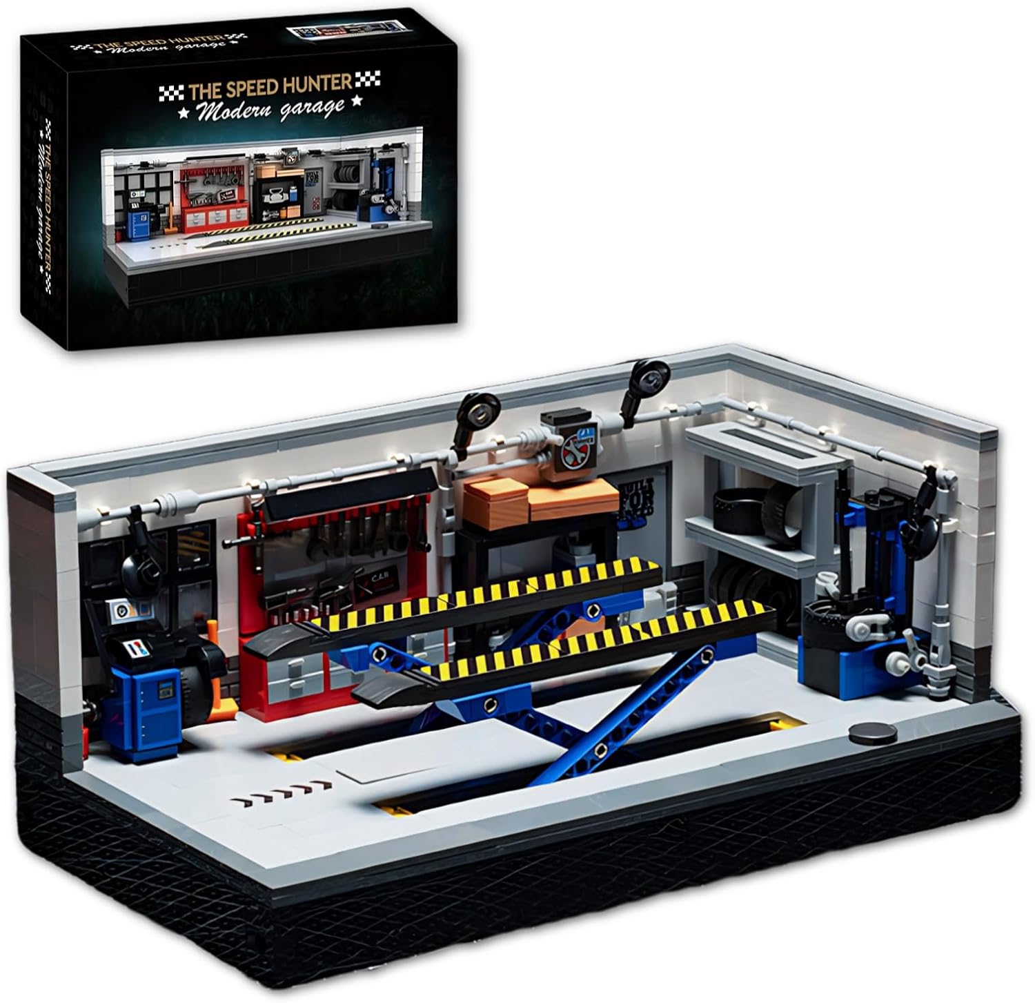 Retro Garage Building Set for 8-Stud Car Models | 750 Pieces