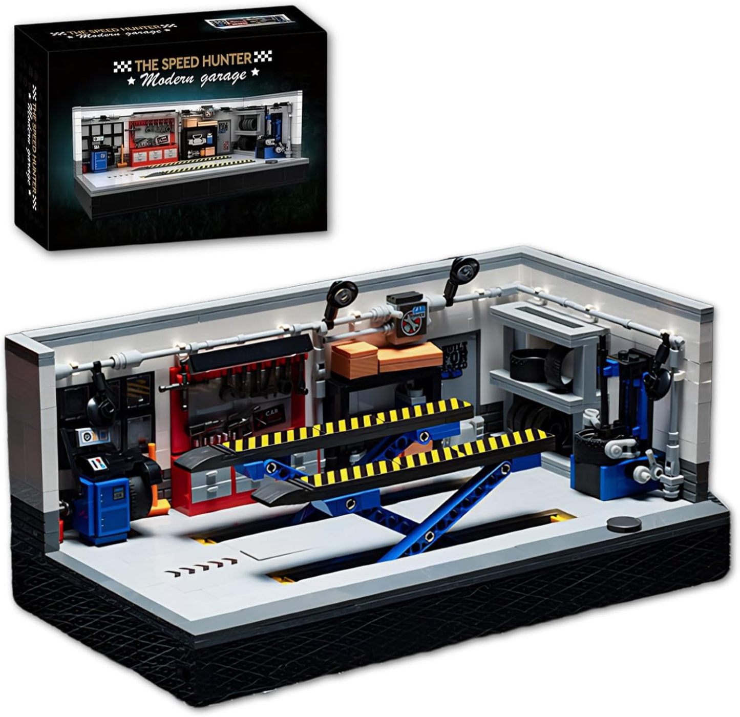 Retro Garage Building Set for 8-Stud Car Models | 750 Pieces