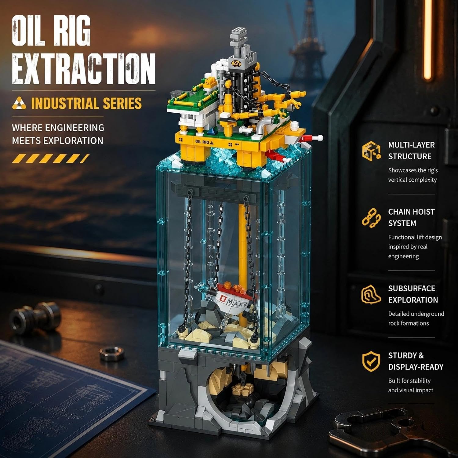 Semi-Submersible Drilling Platform Building Set | 1,064 Pieces