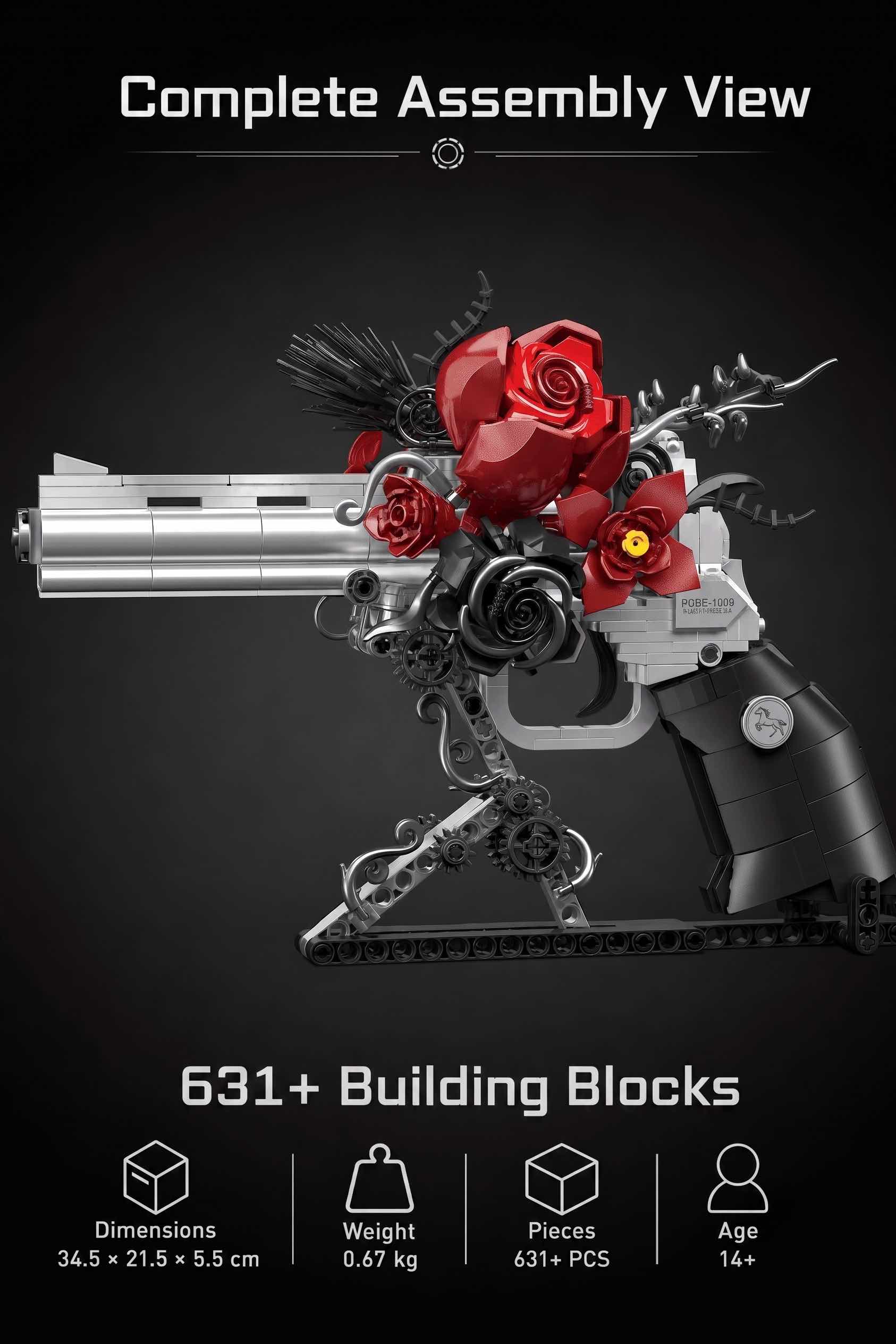 Floral Revolver Building Blocks Set | Gothic Rose Brick Decor