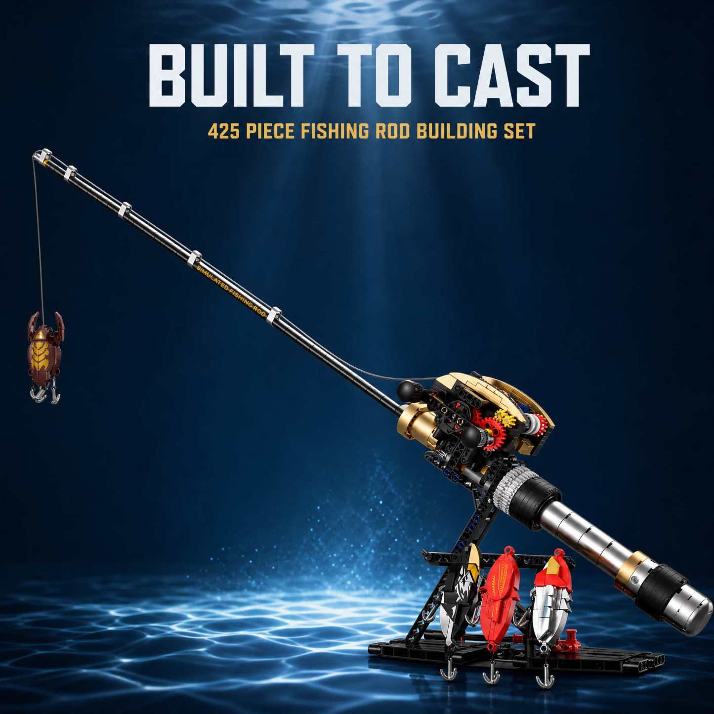 STEM Fishing Rod Model Building Blocks 425+ Pieces Play & Decor Kit