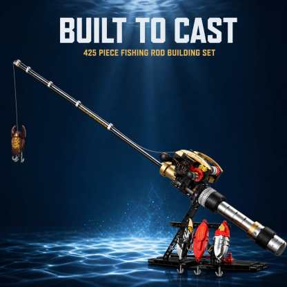 STEM Fishing Rod Model Building Blocks 425+ Pieces Play & Decor Kit