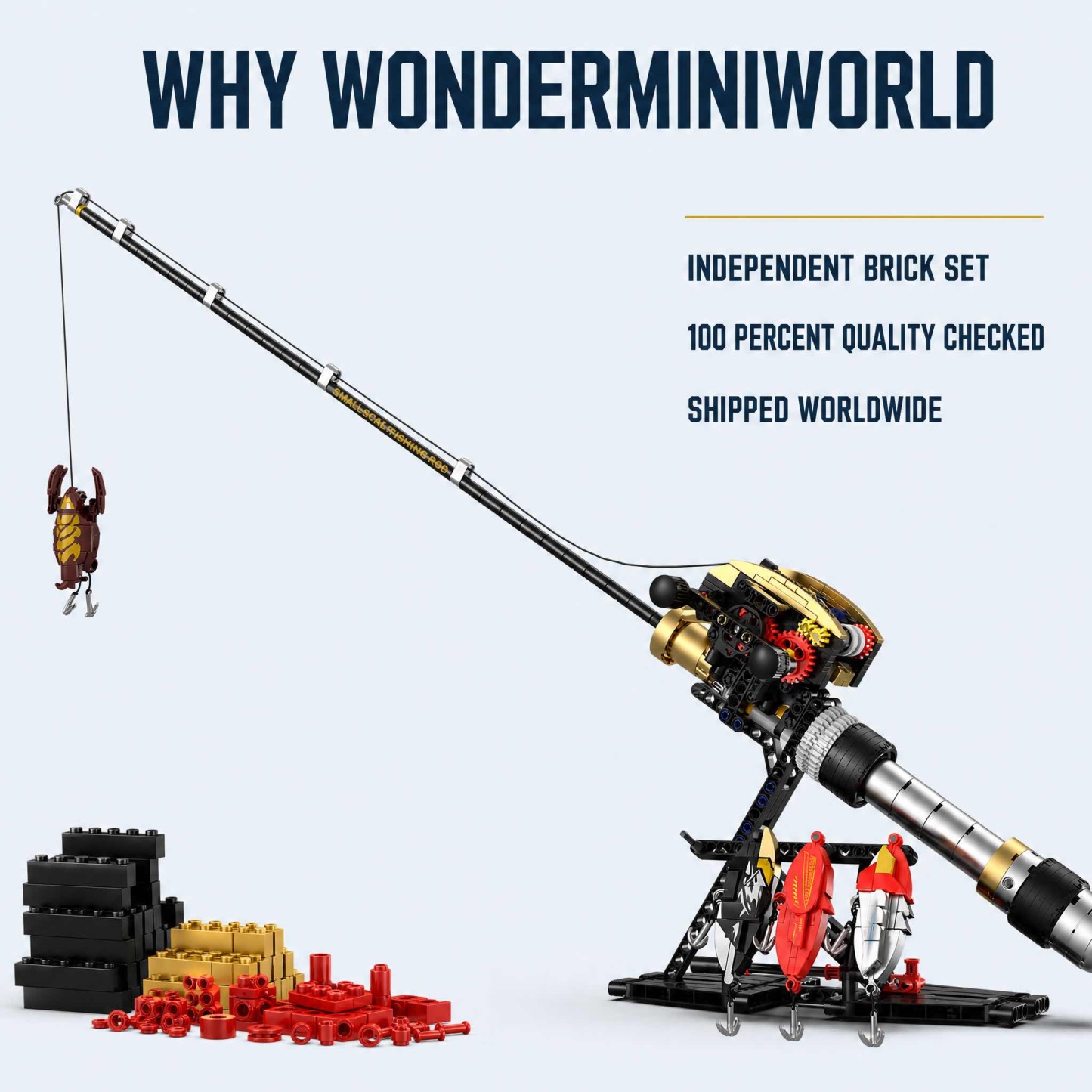 STEM Fishing Rod Model Building Blocks 425+ Pieces Play & Decor Kit