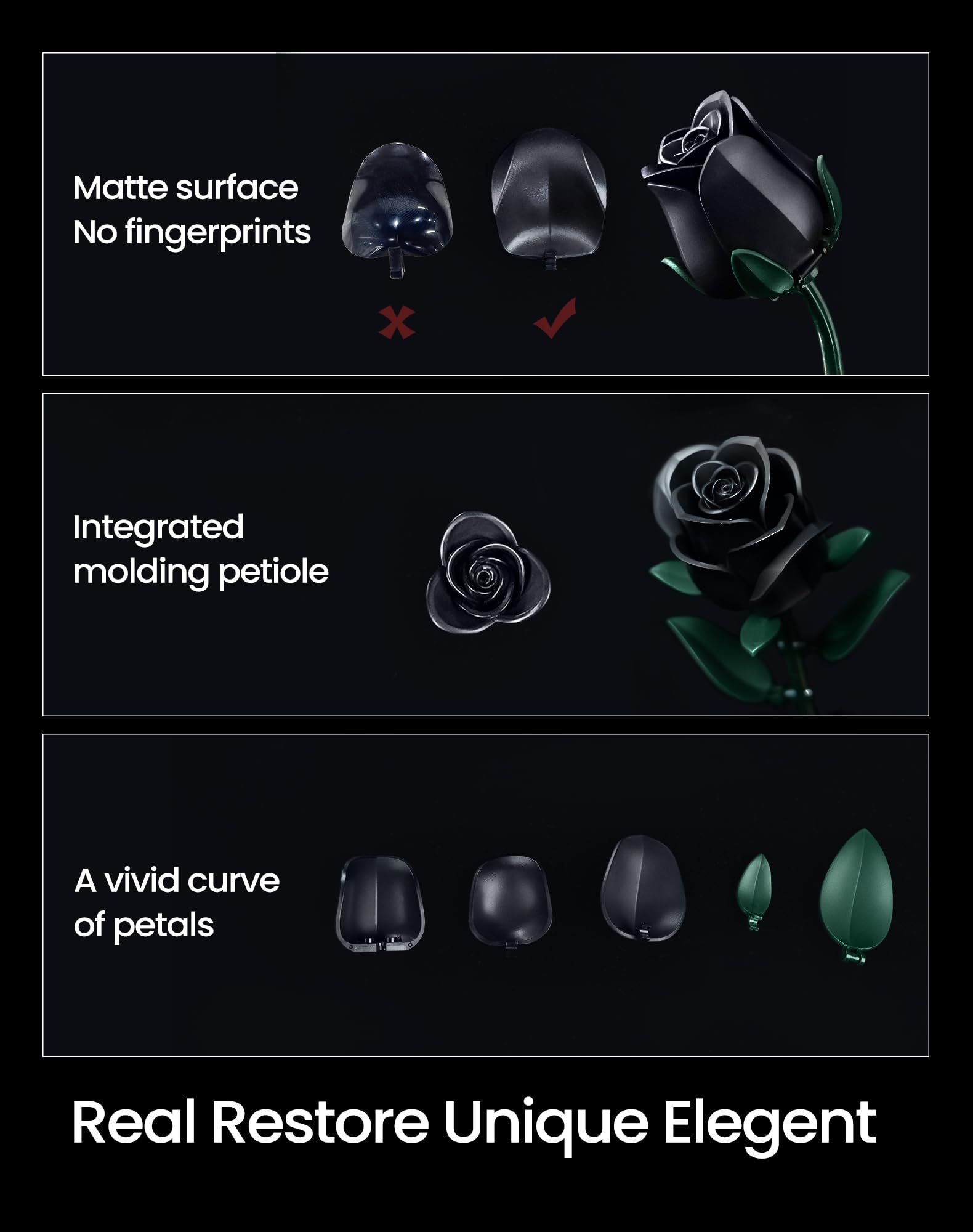 Gothic Black Rose Bouquet Building Set – 12 Never-Wilting Roses