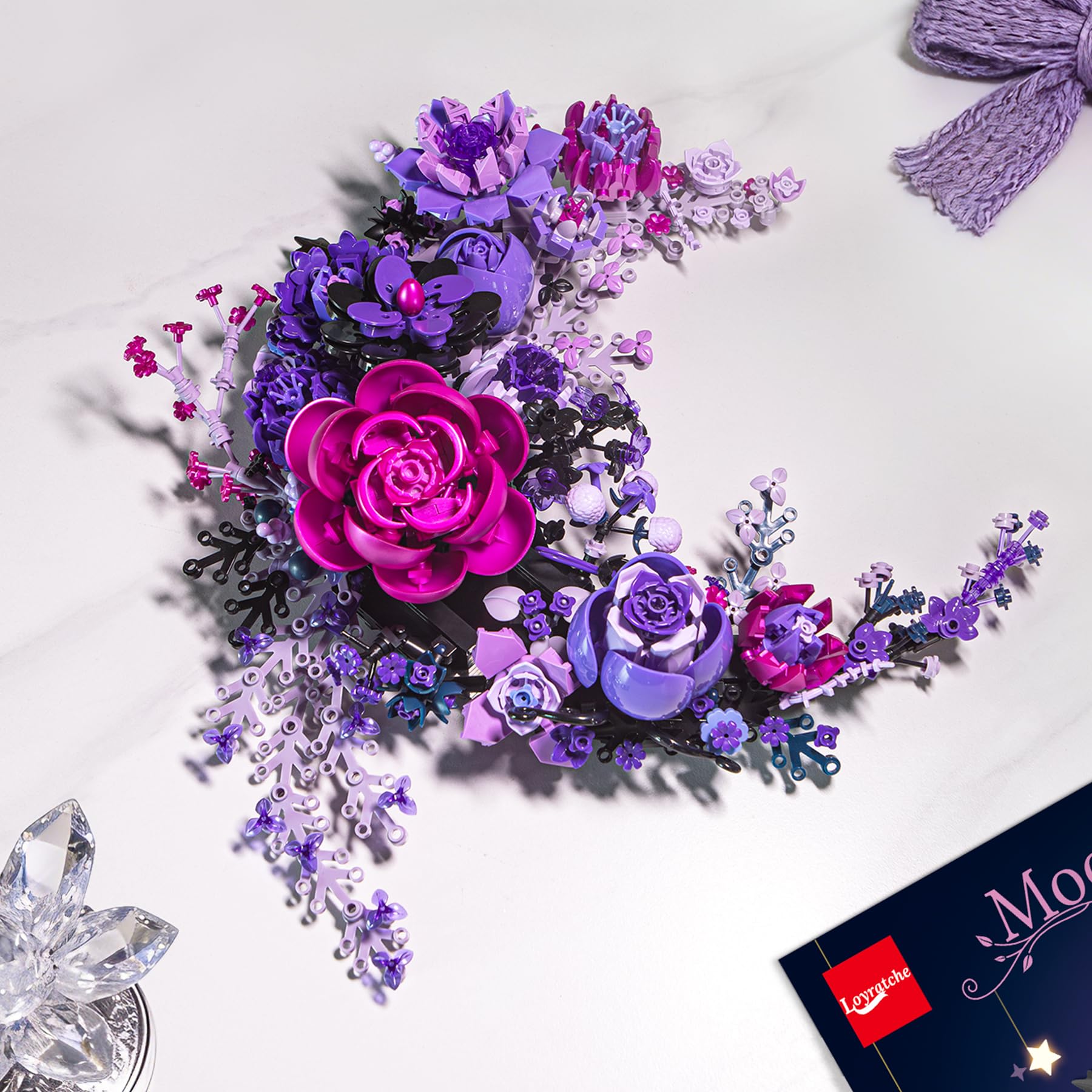 Moon Flower Building Set – 934pcs Botanical Wall Decor | DIY Floral Brick Kit Gift-wonderminiworld