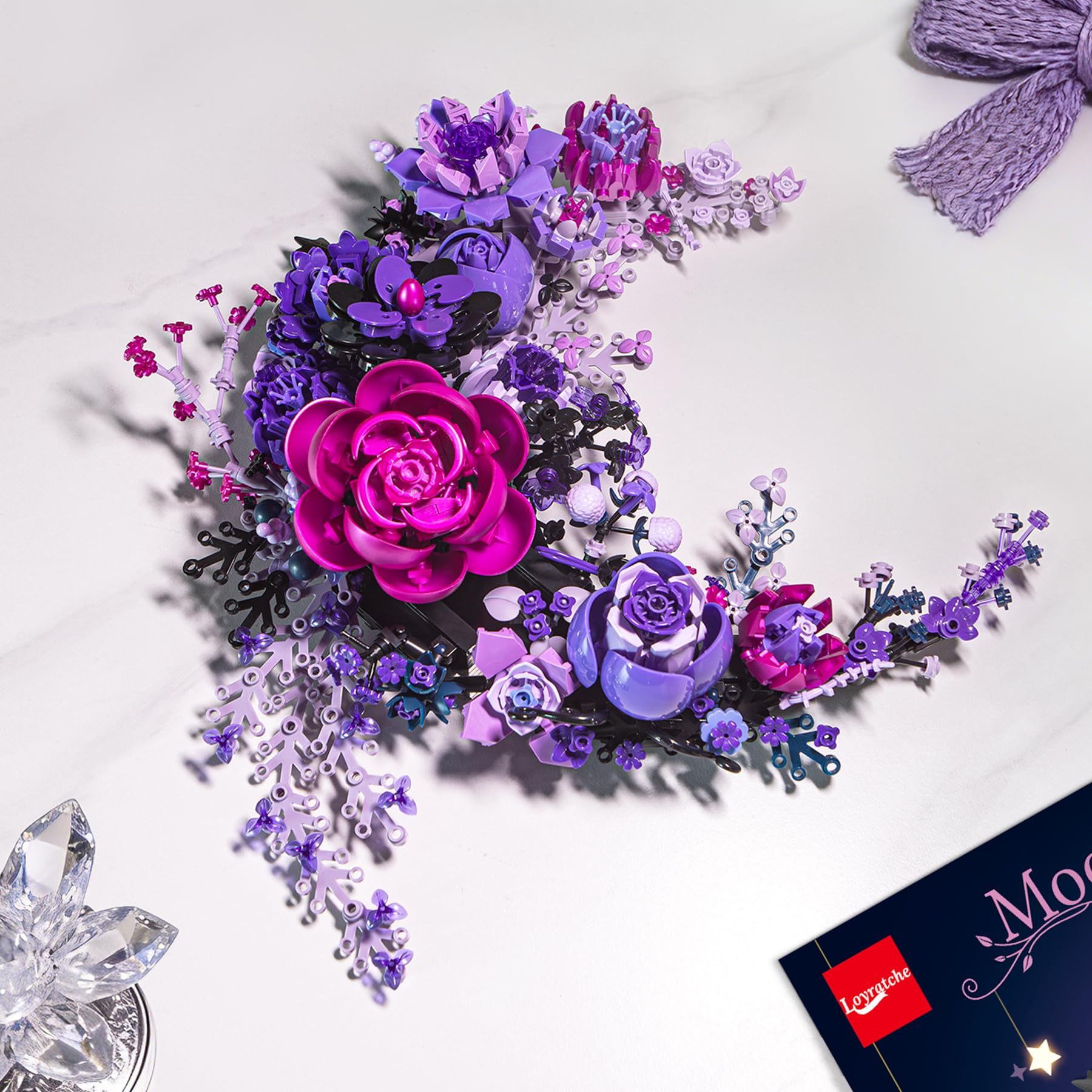 Moon Flower Building Set – 934pcs Botanical Wall Decor | DIY Floral Brick Kit Gift-wonderminiworld