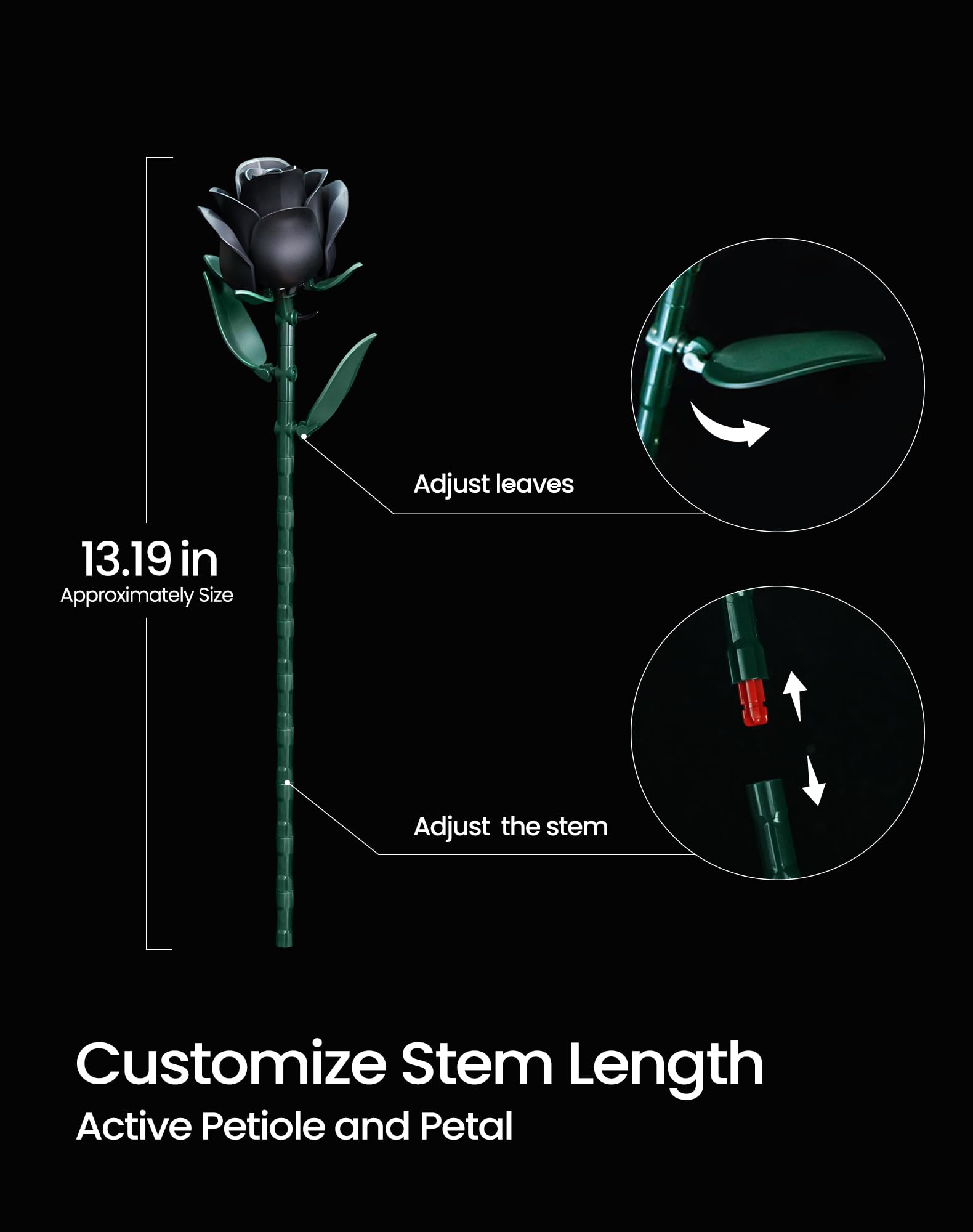Gothic Black Rose Bouquet Building Set – 12 Never-Wilting Roses