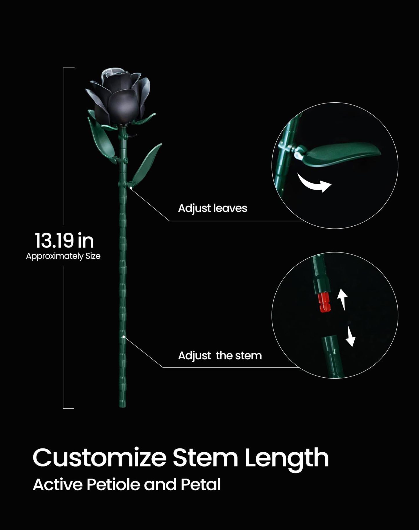 Gothic Black Rose Bouquet Building Set – 12 Never-Wilting Roses