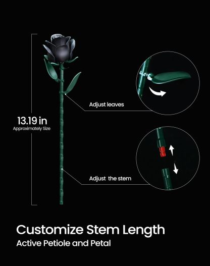 Gothic Black Rose Bouquet Building Set – 12 Never-Wilting Roses