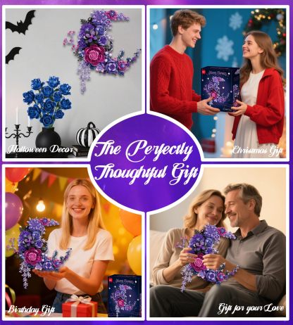 Moon Flower Building Set – 934pcs Botanical Wall Decor | DIY Floral Brick Kit Gift-wonderminiworld