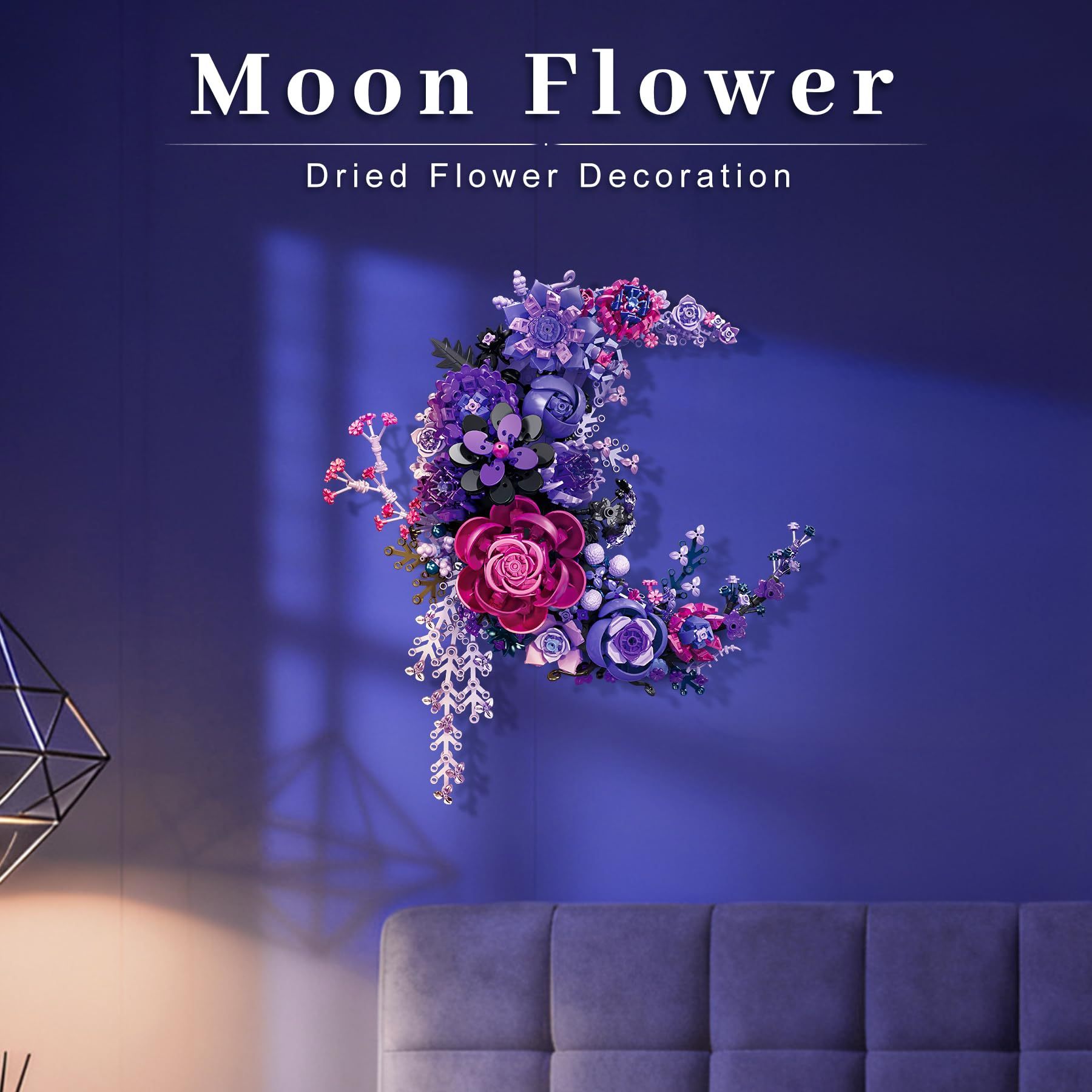 Moon Flower Building Set – 934pcs Botanical Wall Decor | DIY Floral Brick Kit Gift-wonderminiworld