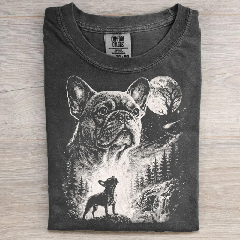 Bulldog Howling to The Moon T-shirt