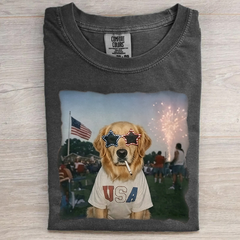 Golden Retriever USA Patriotic T-shirt
