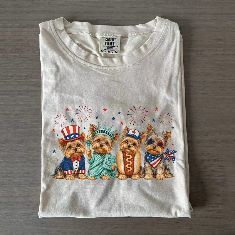 Yorkie 4th of July T-shirt