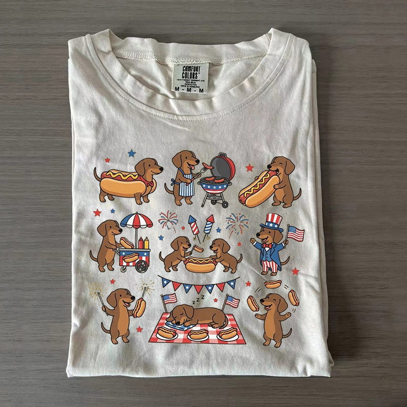 4th of July Dachshund Hot Dog T-shirt