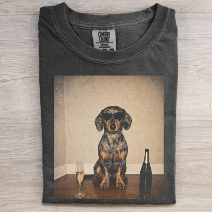Funny Dachshund Dog Champagne T-shirt