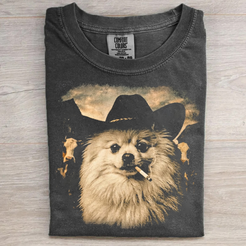 Pomeranian Western Graphic T-shirt