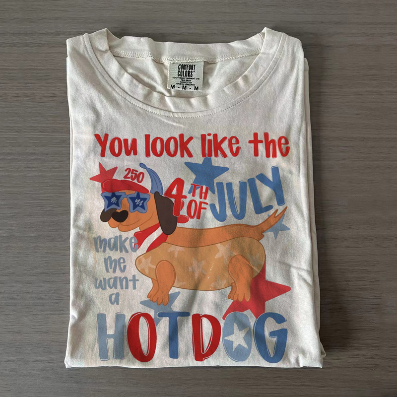 Funny 4th of July Hotdog Dog T-shirt