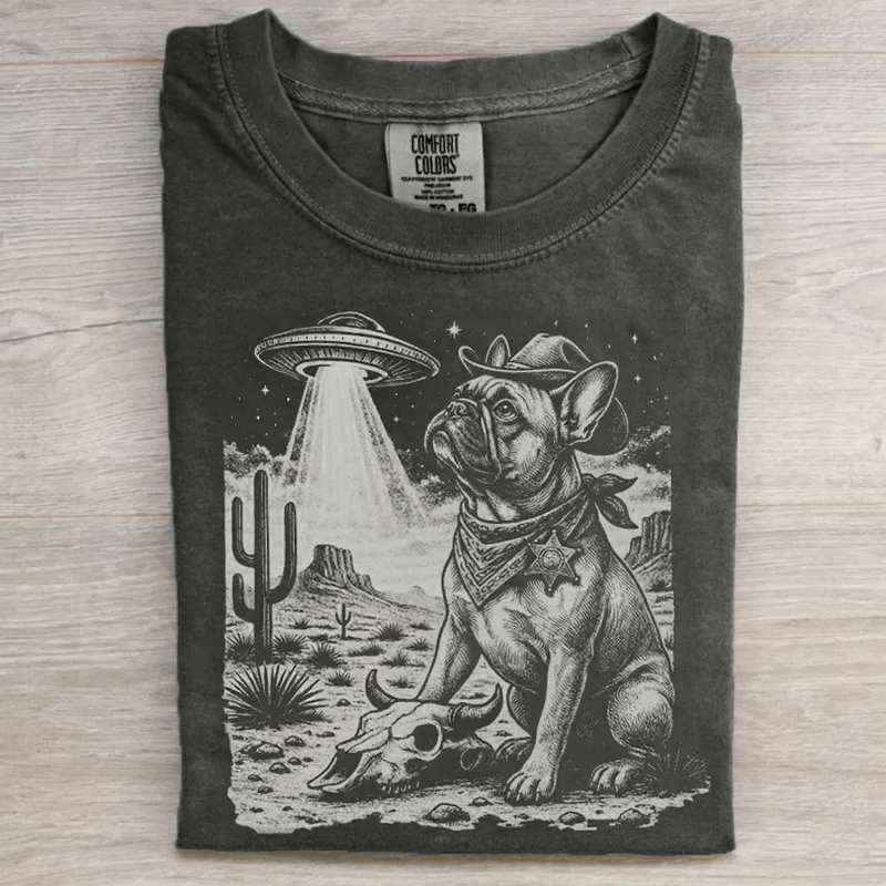 Grunge Style French Bulldog UFO T-shirt
