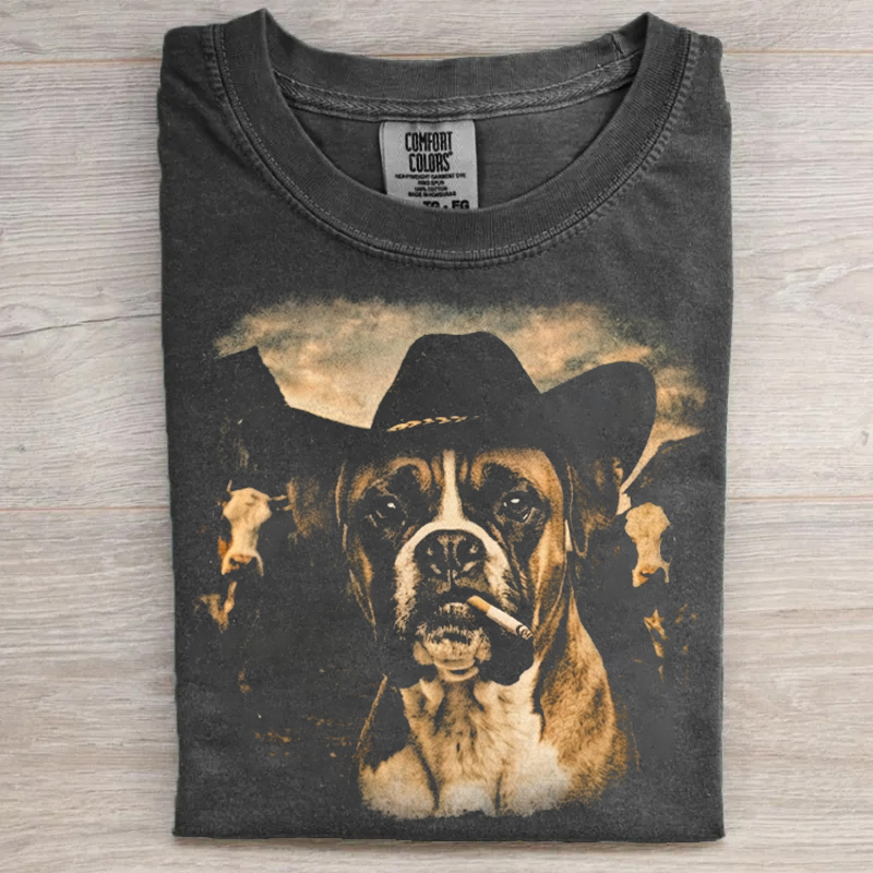 Boxer Dog Western Graphic T-shirt