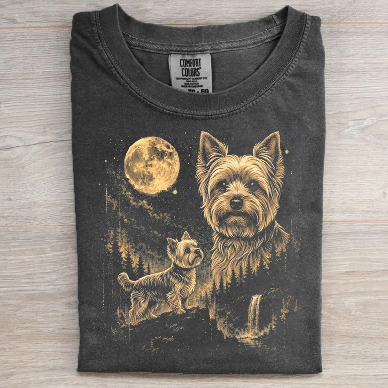 Yorkie Howling Moon T-shirt